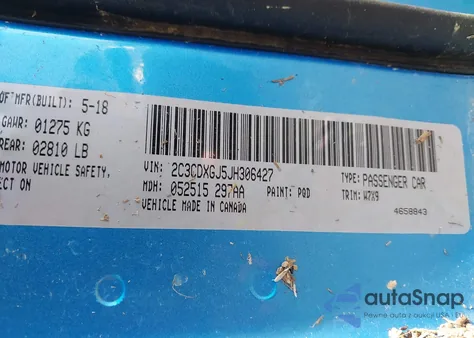 2018 Dodge Charger R/T 392 из США, поврежденный, VIN 2C3CDXGJ5JH306427